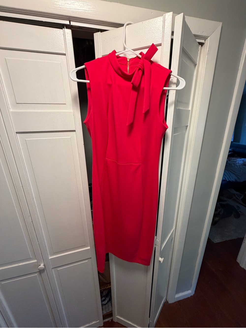 Calvin Klein Sleeveless Tie-Neck Midi Dress